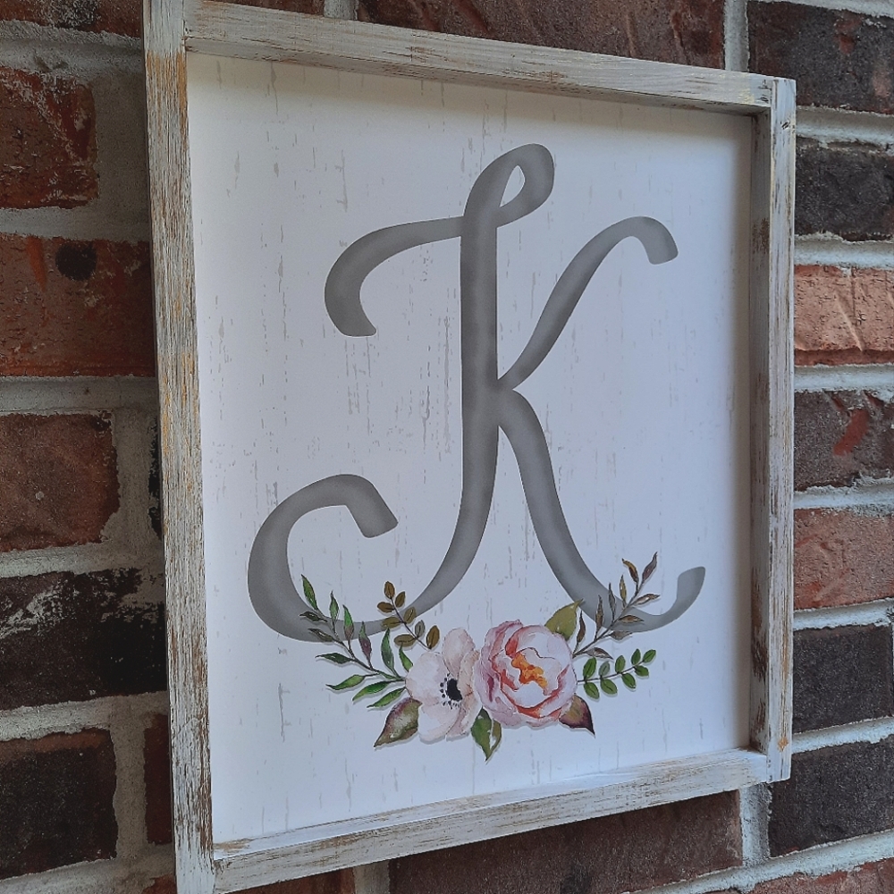 Rustic Initial K Framed Sign - Picture 2 of 2
